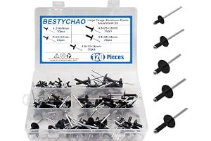 Stora Pop-Nitar, 120st Stora Fläns Aluminium Blinda Nitarkit - Svart | 3,2 mm 4 mm 4,8 mm nitar sortimentkit för fordon, fartyg, flygplan, kanalarbete, gör-det-själv-reparation, heminredning