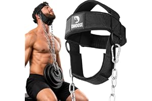 DMoose Fitness halssele för tyngdlyftning – justerbart huvud- och hakrem med 76 cm kraftig stålkedja – nacktränare, tränare och stärkare och intensiva träningspass