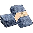 Ruvanti Cloth Napkins 12 Pack 20X20 Inch Dinner Table Napkins, Soft, Comfortable 100% Cotton Blue Slub Fabric, Reusable Linen Napkin for Christmas, Dinners, Weddings, Bar, Cocktail Parties, Home use.