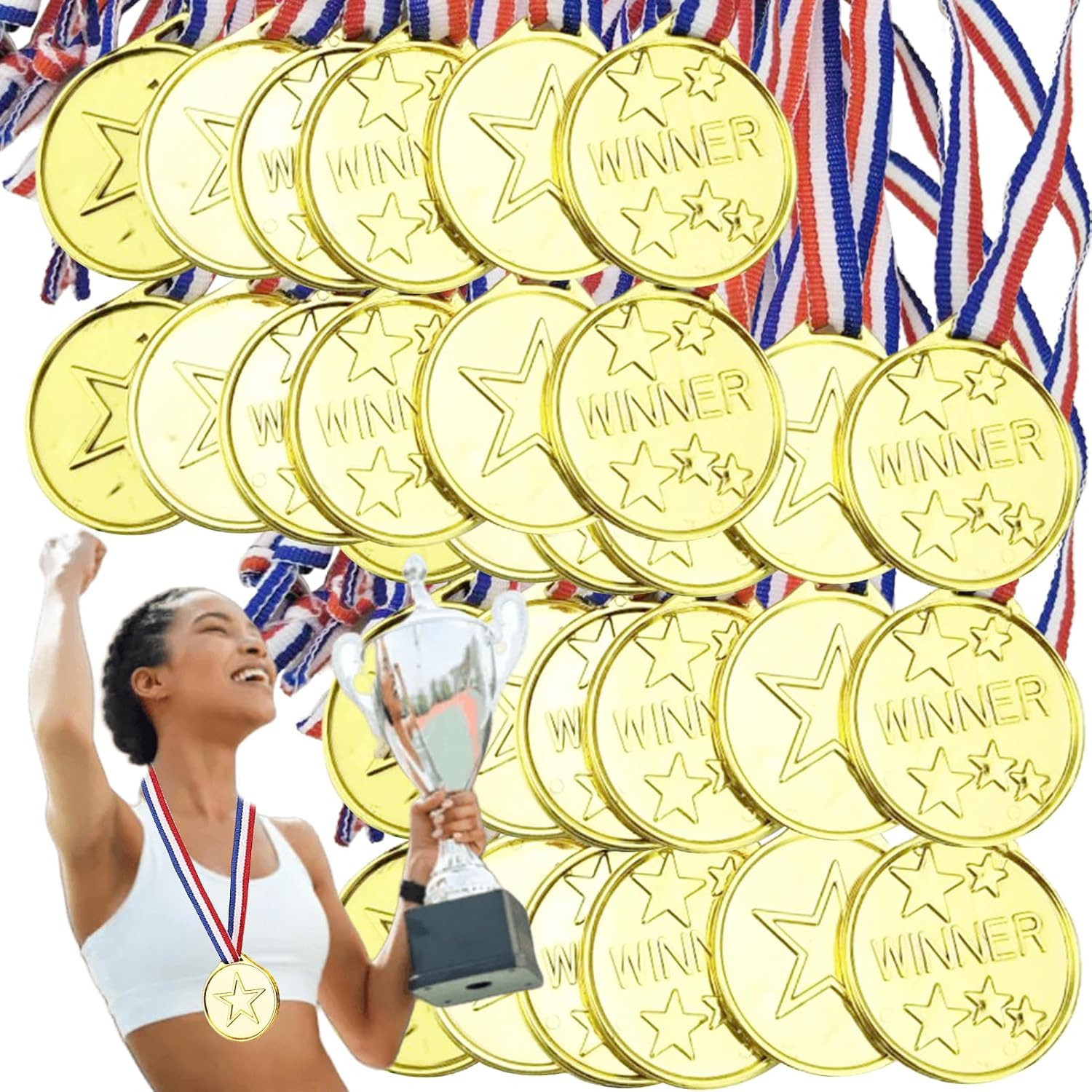 GBKDQQ - Juego de 100 medallas de oro para niños, medallas de cumpleaños para la escuela y las fiestas deportivas