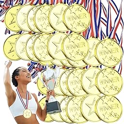 GBKDQQ - Juego de 100 medallas de oro para niños, medallas de cumpleaños para la escuela y las fiestas deportivas