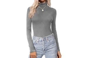 ZEAGOO Maglietta Maniche Lunghe Donna Collo Alto Basic Maglia Slim Fit Elasticizzata T-Shirt Tinta Unita Sottile Maglione Base Sottogiacca XS-XXL