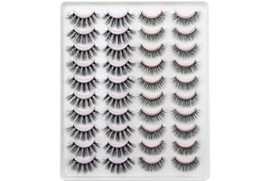 DYSILK Extension Ciglia Ciglia Finte - 20 Paia Ciglia Finte Naturali 6D Naturale False Lashes Folte Kit Extension Ciglia Riutilizzabili Eyelashes Fatte a Mano Fake Eyelashes | 2 Stili Misti