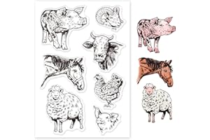 GLOBLELAND Tampons Transparent Cochon Vache Mouton Tampons Transparents en Forme d'animal Cochon Vache Mouton Timbre Clair pour Bricolage Scrapbooking Photo Album Décoratif