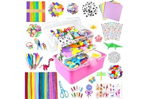 ZEIZHUBN Arts and Crafts Supplies for Kids Crafts Kit with Pipe Cleaners DIY Crafts for Kids Art School Supplies Materials All in Crafting Box Craft Supply Set Gifts for Kid Girls Boys Age 4-8, 8-12