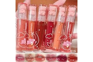LuckNest 6 rossetti liquidi per labbra Bear Lip Glaze Cute Bear Lipgloss idratante Lip Stain Plumping Water Lip Gloss Waterproof Long Lasting Cheek Rouge Tint Cosmetics