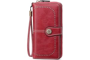 GOIACII Womens Wallet RFID Blocking Long Purses for Women Clutch for Ladies with Roomy Capacity and Detachable Wrist Strap