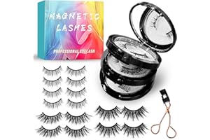 BODY MERRY Ciglia Finte Magnetiche, Ciglia Finte Magnetiche con Istruzioni, Effetto Naturale, Impermeabili, 4 Paia Riutilizzabili, Facili da Indossare e Rimuovere Senza Colla