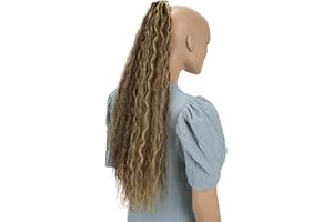 CAISHA Postizo De 65cm Cola De Caballo Fibra Sintética Resistente Al Calor Marrón Con Reflejos Claros HCW105