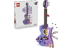 LEGO Editions Olivia Rodrigos tvåfärgade gitarr 43031 | Leksak från 14 år, 3D byggsats med 2 minifigurer, musikalisk rumsdeko