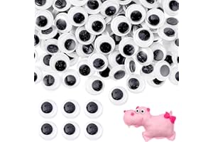 TELOOCO 300 Piezas Ojos Móviles Autoadhesivos 12mm Redondos Ojos Autoadhesivos en Blanco y Negro Pequeños Ojos de Plástico para Manualidades Decoraciones de Albumes de Recortes