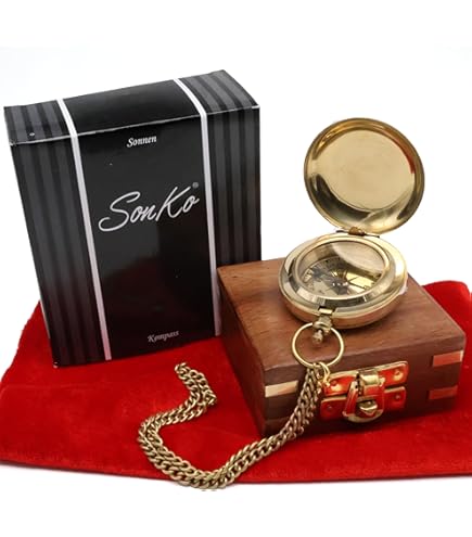 Sea-Club Kompass 4cm Messing Vernickelt - Maritimer Taschenkompass Mit Deckel Für Deko & Outdoor