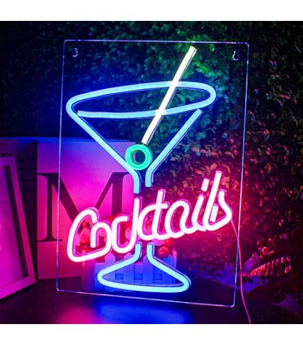 NELUX Cocktails and Dreams - Néon Deco Bar, Enseigne Lumineuse Bar Decoration, LED Neon Mural