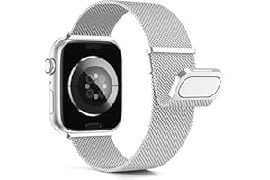 Higgs Métal Bracelet Compatible avec Bracelets Apple Watch 40mm 41mm 38mm 44mm 42mm Ultra 2 49/46/45mm Femme,Bracelet Double Magnétique pour iWatch Series 10 9 SE(se 2) 8 7 6 5 4 3 2 1, Metal Milanais