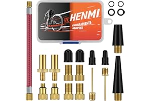 ‎HENMI HENMI Fahrradventil Adapter Set, Alle Ventiladapter Fahrrad, Autoventil Adapter, Französisches ventil, Ballnadel, Kegelventil und Luftpumpe Adapter mit Sortierbox