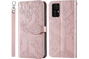 Rostsant Funda para Xiaomi Redmi Note 12S Árbol en Relieve Carcasa de Cuero PU Xiaomi Note 12S 4G Cartera Magnético Funda Teléfono Billetera para Redmi Note 12S - Oro Rosa