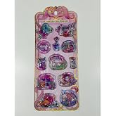 Sevimli Karakterler Temalı, Kabartmalı, 3D, Sulu, Simli ve Boncuklu Sticker - Etiket(Pembe)