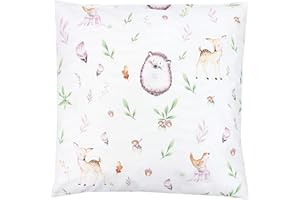 TupTam Funda de Almohada con Diseños para Niños Habitación de Bebé y Niños, Animales del Bosque/Erizos/Ciervos, 40 x 60 cm