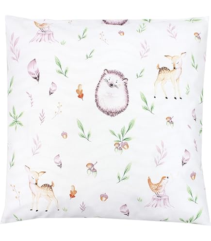 Federa Cuscino Bambini 80x80 Cm - Cotone Biologico Con Stampa Animaletti - Ideale Per Cameretta - Foto 10