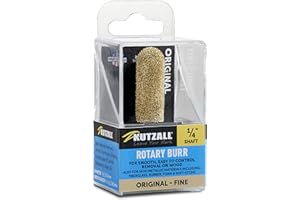Kutzall Original Ball Nose Rotary Burr, 1⁄4" Shaft, Fine - Woodworking Attachment for Bosch, DeWalt, Milwaukee, etc. Abrasive Tungsten Carbide, 1⁄2" (12.7mm) Dia. X 1-1⁄2" (38.1mm) Length, BN-12X112G