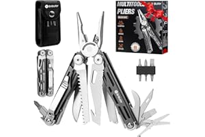 BIBURY Multitool, 19 in 1 Edelstahl Multitool Werkzeug mit Zange Klappmesser Schere Schraubendreher, Geschenke für Männer, Faltbares Multifunktionswerkzeug für Outdoor, Camping, Reparieren