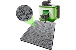 Bazerga Cat Litter Mat for Cat Litter Box and Cat Toilet, Waterproof Non-Toxic, Double Layer 100% EVA with Cat Paw Design. (60 X 74 Cm, Grey)