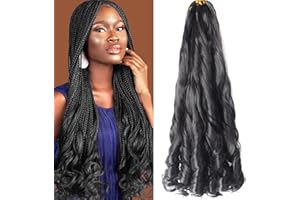 AINIMIU 8 Packs French Curly Braiding Hair 22 Inch Loose Wave Spiral Curly Crochet Hair for Black Women Pre Stretched Braiding Hair with Curly Ends (22 inch, 1B)