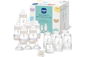 MAM Easy Start Anti-Colic Babyflaschen Set XXL, mitwachsende Baby Erstausstattung mit Schnuller, Flaschen, Sauger und mehr, Baby Geschenk Set, ab Geburt, beige