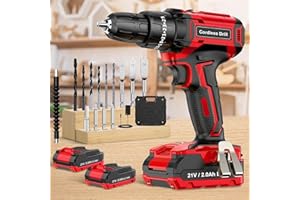 BETENST Trapano Avvitatore Batteria 21V, Avvitatore a Batteria con 2 Batterie da 2.0Ah, 42N.m Trapano Percussione, 25+3 Coppie, 2 Velocità, 14 Accessori, Luce a LED Per Fai da te, Casa e Giardino