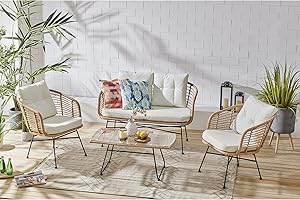 Cherry Tree Furniture St Loy Natural Colour 4-Seater Rattan Sofa set