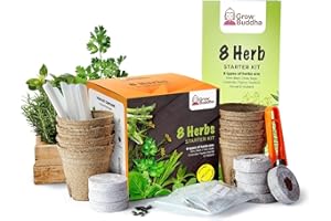 Grow Buddha Grow Your Own Gardening 8 Herbs Kit – Easily Grow Your own Plants with Our Complete Beginner Friendly Seeds Starter Kit – Unique Gift Idea (8 Herbs Kit)