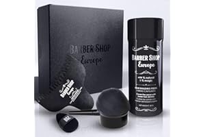 BARBER SHOP EUROPE KIT X3 Fibras Capilares Negro - Contiene - Fibra Capilar Hombre y Mujer - Aplicador Fibras Capilares y Optimizador - Hair Fibers - Microfibras Capilares para Disimular Calvicie - Polvos Pelo