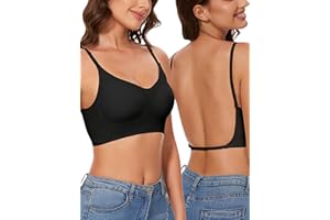 Kiiwah Soutien Gorge Dos Nu Invisible, Soutien Gorge sans Armature en Soie Glacée Douce, Soutien-Gorge à Bretelles Convertible Ajustable, Brassière Femme à Rembourrage Amovible