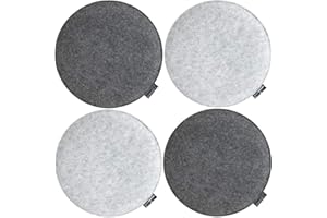 DuneDesign 4 Cojines de Fieltro para Sillas Ø 35cm Redondo 25mm 2-Colores Gris