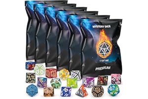 QMAY Mystery Dice, 6 Set of 7 Polyhedral Dice, Gaming Dice, DND RPG MTG, Table Games (42)