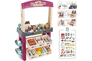 Delex® Ice Cream Desert Shop 47 Piece Luxury Grocery Supermarket Pretend Playset With Scanner Cash Register Light and Sound.