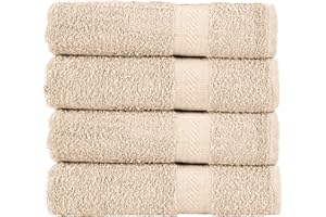 SWEET NEEDLE SweetNeedle Paquete de 4 Toallas de Baño Grandes Color Crema (70 x 140 cm),100% Algodón, Lujosas, Ultra Suaves, Calidad Hotelera, Altamente Absorbentes para Baño, Ducha, Playa y Uso Diario