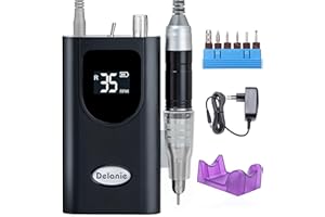 ‎DELANIE Elektrische Nagelfräser 35000 U/min, Delanie Wiederaufladbare Fräser für gelnägel Nagellack, Maniküre set Elektrische Nagelfeile mit Nagel bits, Einstellbare Geschwindigkeit und Richtung -schwarz