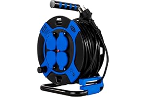 REV 0010105812 multiprise 25 m 4 sortie(s) CA Extérieur Noir, Bleu - Multiprises (25 m, 4 sortie(s) CA, Extérieur, IP44, 1,5 mm², Noir, Bleu)