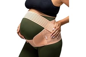 BABYGO® 4 in 1 Pregnancy Support Belt Maternity & Postpartum Band - Relieve Back, Pelvic, Hip Pain, SPD & PGP >> inc 40 Page Pregnancy Book for Birth Preparation, Labour & Recovery L Nude