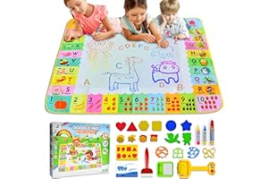 EISARO Wassermalmatte Kinderspielzeug ab 1 2 3 Jahre - Malmatte mit Wasserstift 120 x 90cm für Kind, Große Magic Malmatte mit Wasser Buch und Magic Stifte Zubehör