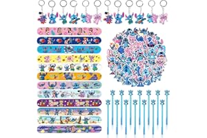 Clvsyh 86PCS Lilo & Stit-ch Tema Cartoni Animati Bambini Compleanno Regalo Set, Stit-ch Party Giveaway con Braccialetti Portachiavi Penne Adesivi per Festa Piccoli Regali Dare Aways
