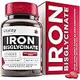 Iron Bisglycinate - Vegan Iron Supplements for Women & Men - Relieve Fatigue and Tiredness with Combination of 60 Iron and Vitamin C Tablets, Strong Iron Supplements, Gentle Iron Tablets High Strength