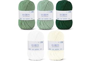‎IEGROW iEGrow Häkelgarn 250g (50g x 5 Farben), Acryl Garn zum Stricken, Garn zum Häkeln und Stricken, Handstrickgarn-Sets, Wolle Zum Stricken，Glänzend und hautfreundlich Yarn Set Für 4-6 mm Häkelnadeln 02
