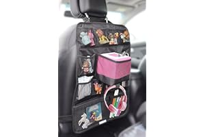 MIND CARE ESSENTIALS Back seat car organiser especially for music boxes such as Toniebox or Tigerbox, e.g. for box, 22 Tonie figures, Toniebox accessories, 12 compartments, everything safe and within easy reach