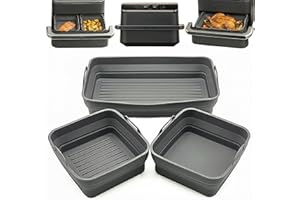 MOLJAUS Compatibles con Cosori Twinfry 10 L–3 moldes de silicona plegables para freidora de aire 10 litros (1 grande+2 moldes pequeños: uno para bizcochos y otro estriado Compatible Ninja FlexDrawer 10.4L