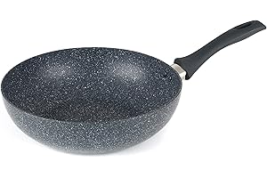 Russell Hobbs RH00851EU Nightfall Stone 28cm wok, padella soffrigante, alluminio pressato, piatto misto, piatto a induzione, Sicuro per induzione, per friggere, friggere patate/verdure, marmo blu