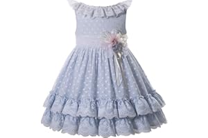 Ju petitpop Vestido de Ceremonia niña Vestido niña Tul con fajín Celeste