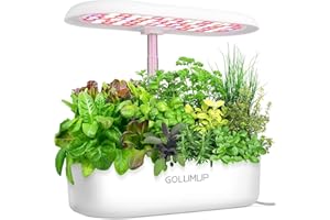 GOLUMUP Hydroponisches Anzuchtsystem Smart Garden mit Automatisches Timer 26W LED Pflanzenlampe und 12 Hülsen Indoor Kräutergarten Höhenverstellbar bis zu 50cm