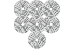 KingBra 7pcs 5 Inch Wet/Dry Diamond Polishing Pads 50-3000 Grit for Granite Stone Concrete Marble Floor Countertop Quartz Polishing
